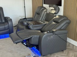 Tech 8 Smart 3+2+1 Electric Recliner Sofa Set Grey Aire Leather - thumbnail 3