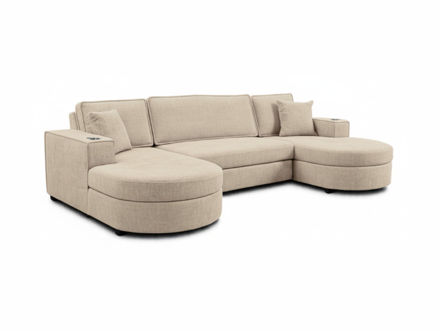 Belrosa Enzo Cream U Shaped Sofa Bed with Storage - image 1