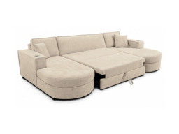 Belrosa Enzo Cream U Shaped Sofa Bed with Storage - thumbnail 2