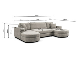 Belrosa Enzo Cream U Shaped Sofa Bed with Storage - thumbnail 3