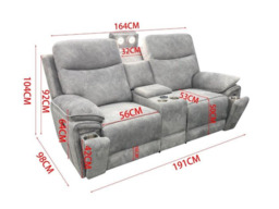 Toronto Grey 3+2 Electric Recliner Sofa Set - thumbnail 6