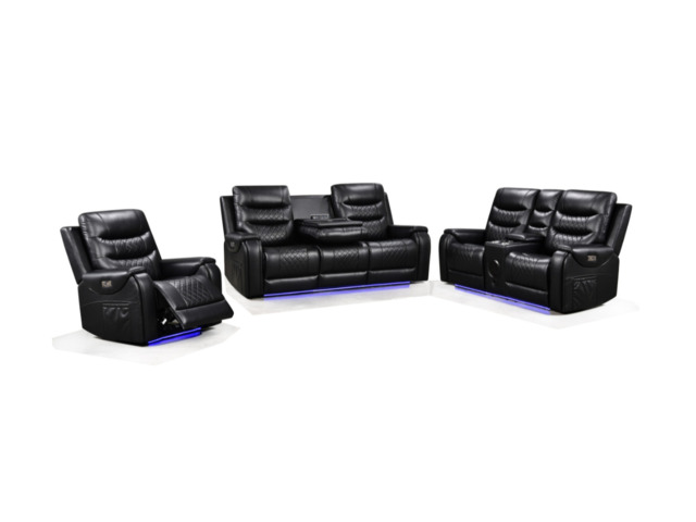 Forbes 3+2+1 Electric Recliner Sofa Set Aire Leather - image 1