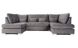 Belgravia U Shape Sofa Plush Velvet Grey - thumbnail 3
