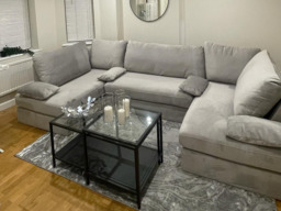 Belgravia U Shape Sofa Plush Velvet Grey - thumbnail 6