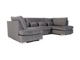 Belgravia U Shape Sofa Plush Velvet Grey - thumbnail 1