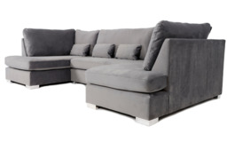 Belgravia U Shape Sofa Plush Velvet Grey - thumbnail 2
