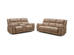 Hanna 3+2 Sofa Set Electric Recliner Beige Micro Fabric - thumbnail 1