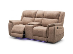 Hanna 3+2 Sofa Set Electric Recliner Beige Micro Fabric - thumbnail 3