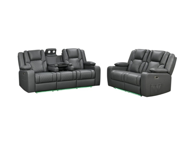Orlando Grey Electric Recliner Sofa Set 3+2 - image 1