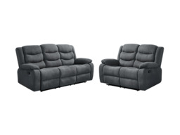Classic Recliner Sofa Set 3+2 Manual Grey Fabric
