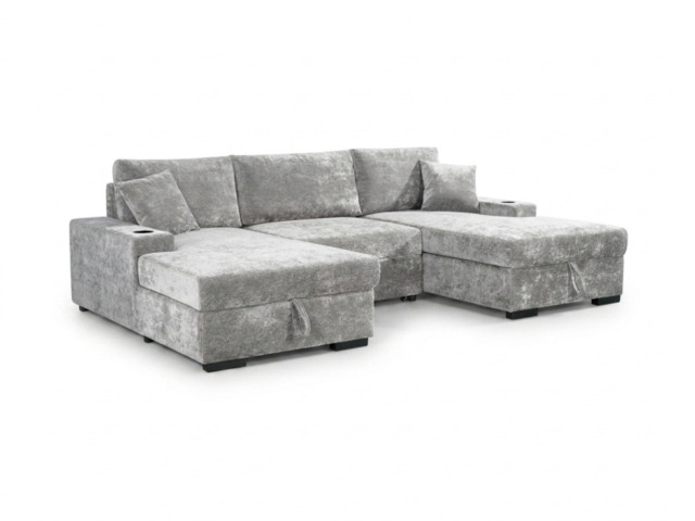 Noma Silver U Shaped Sofa Bed with Storage - image 1