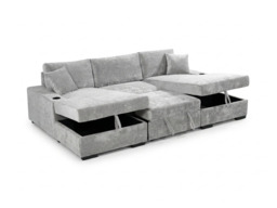 Noma Silver U Shaped Sofa Bed with Storage - thumbnail 2