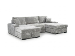 Noma Silver U Shaped Sofa Bed with Storage - thumbnail 1