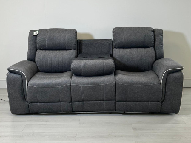 Hanna 3 Seater Electric Recliner Sofa in Grey Micro Fabric - image 1