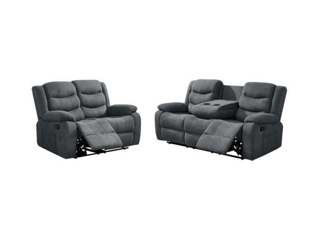 Sorrentino Recliner Sofa Set 3+2 in Grey Chenille Fabric - image 1