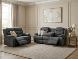 Sorrentino Recliner Sofa Set 3+2 in Grey Chenille Fabric - thumbnail 7