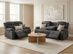 Sorrentino Recliner Sofa Set 3+2 in Grey Chenille Fabric - thumbnail 2