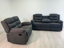 Sorrentino Recliner Sofa Set 3+2 in Grey Chenille Fabric - thumbnail 9