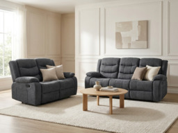 Sorrentino Recliner Sofa Set 3+2 in Grey Chenille Fabric - thumbnail 4
