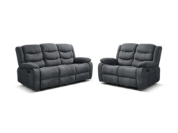 Sorrentino Recliner Sofa Set 3+2 in Grey Chenille Fabric - thumbnail 3
