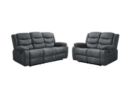 Sorrentino Recliner Sofa Set 3+2 in Grey Chenille Fabric - thumbnail 2