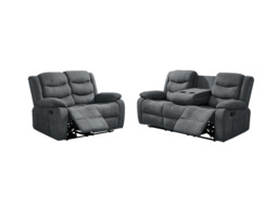 Sorrentino Recliner Sofa Set 3+2 in Grey Chenille Fabric - thumbnail 1