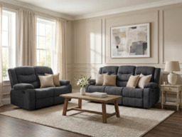 Sorrentino Recliner Sofa Set 3+2 in Grey Chenille Fabric - thumbnail 8