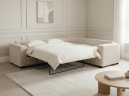 Chestnut Corner Sofa Bed Cream Fabric - thumbnail 6
