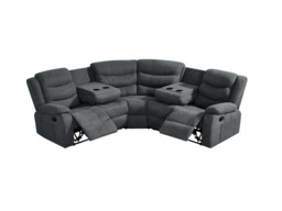 Sorrentino Corner Recliner Sofa in Grey Fabric - thumbnail 2