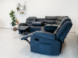Sorrentino Corner Recliner Sofa in Grey Fabric - thumbnail 7