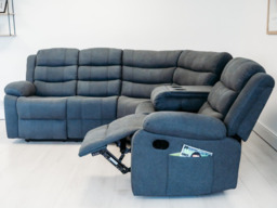 Sorrentino Corner Recliner Sofa in Grey Fabric - thumbnail 9