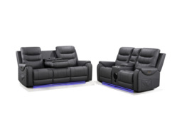 Forbes 3+2 Electric Recliner Sofa Set Aire Leather - thumbnail 2
