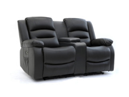 Vinson 3+2+1 Electric Recliner Sofa Set Black Aire Leather - thumbnail 3