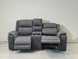 Hanna 2 Seater Electric Recliner Sofa in Grey Micro Fabric - thumbnail 2