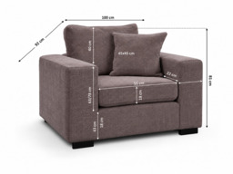 Chestnut Coco Armchair with Cushion Enzo Fabric - thumbnail 2