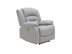 Saxon 3+2+1 Electric Recliner Sofa Set Light Grey Suede - thumbnail 5
