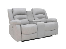 Saxon 3+2+1 Electric Recliner Sofa Set Light Grey Suede - thumbnail 4