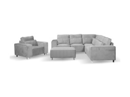 Sloane Luxury Large Double Corner Sofa Plush Velvet Silver - thumbnail 4