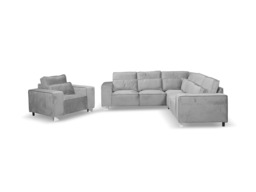 Sloane Luxury Large Double Corner Sofa Plush Velvet Silver - thumbnail 3