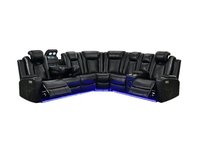 Sianna Corner Sofa Electric Recliner Aire Leather - image 1