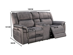 Hannan Fabric 2 Seater Electric Recliner Sofa - thumbnail 2