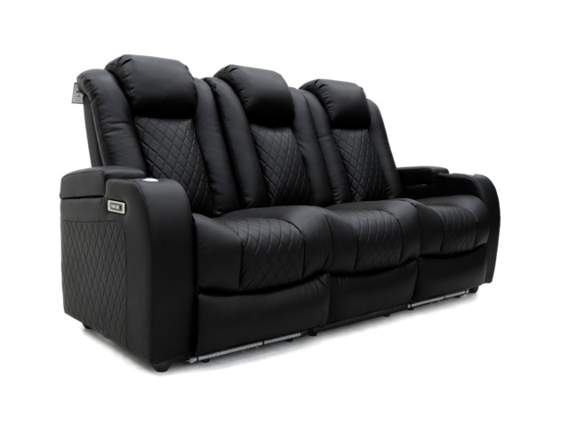 Tech 8 Smart 3 Seater Electric Recliner Sofa Black Aire Leather - image 1