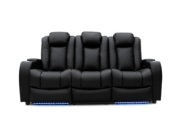 Tech 8 Smart 3 Seater Electric Recliner Sofa Black Aire Leather - thumbnail 2