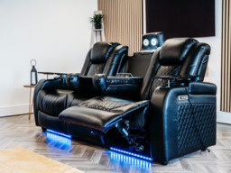 Tech 8 Smart 3 Seater Electric Recliner Sofa Black Aire Leather - thumbnail 3