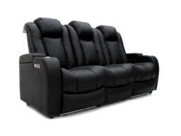 Tech 8 Smart 3 Seater Electric Recliner Sofa Black Aire Leather