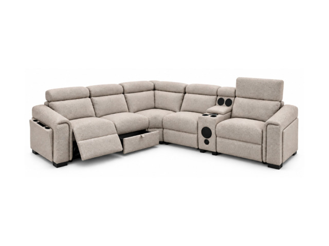 Cubo Modular Corner Sofa with Console Cream Enzo Fabric - image 1