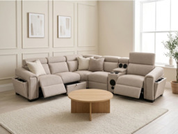 Cubo Modular Corner Sofa with Console Cream Enzo Fabric - thumbnail 2