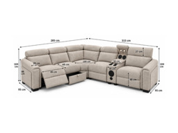 Cubo Modular Corner Sofa with Console Cream Enzo Fabric - thumbnail 6