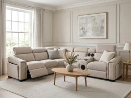 Cubo Modular Corner Sofa with Console Cream Enzo Fabric - thumbnail 4