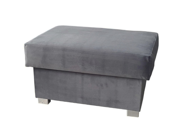 Alaska Footstool Plush Velvet Grey - image 1